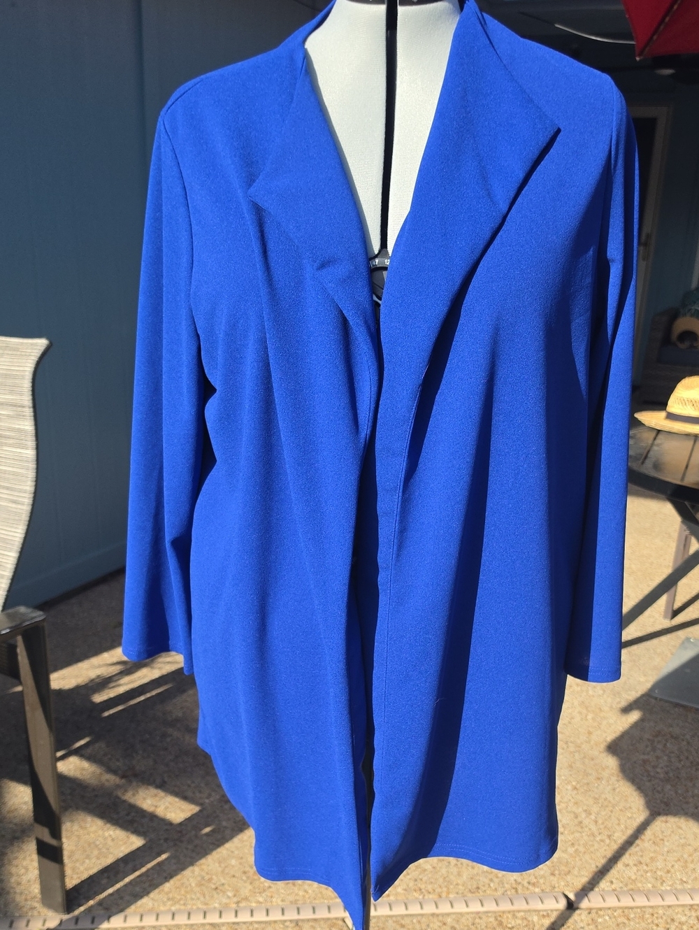 SHEIN Open-Front Longline Blazer in Royal Blue